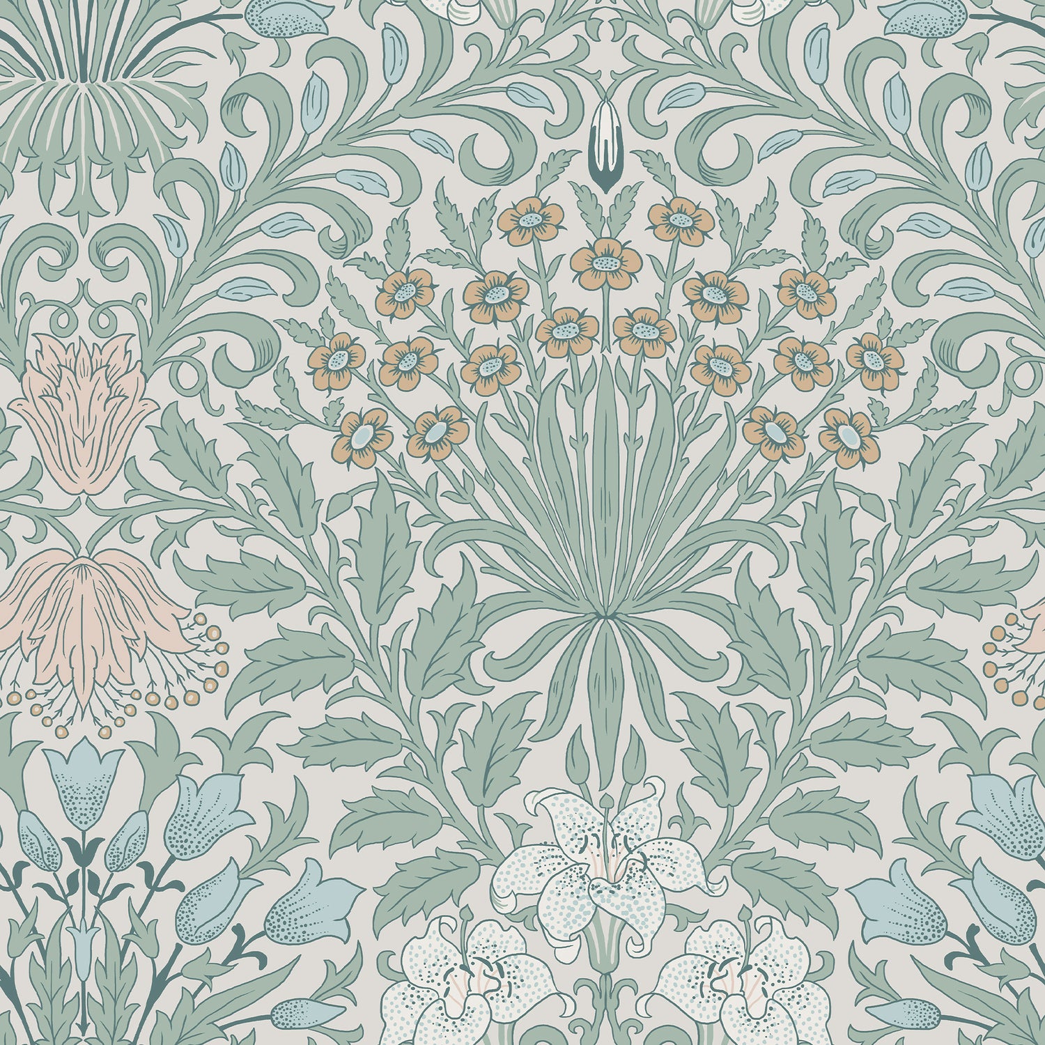 Garden wallpaper in blues color - pattern number 140496 - by Graham and Brown in the William Morris At Home SS25 collection