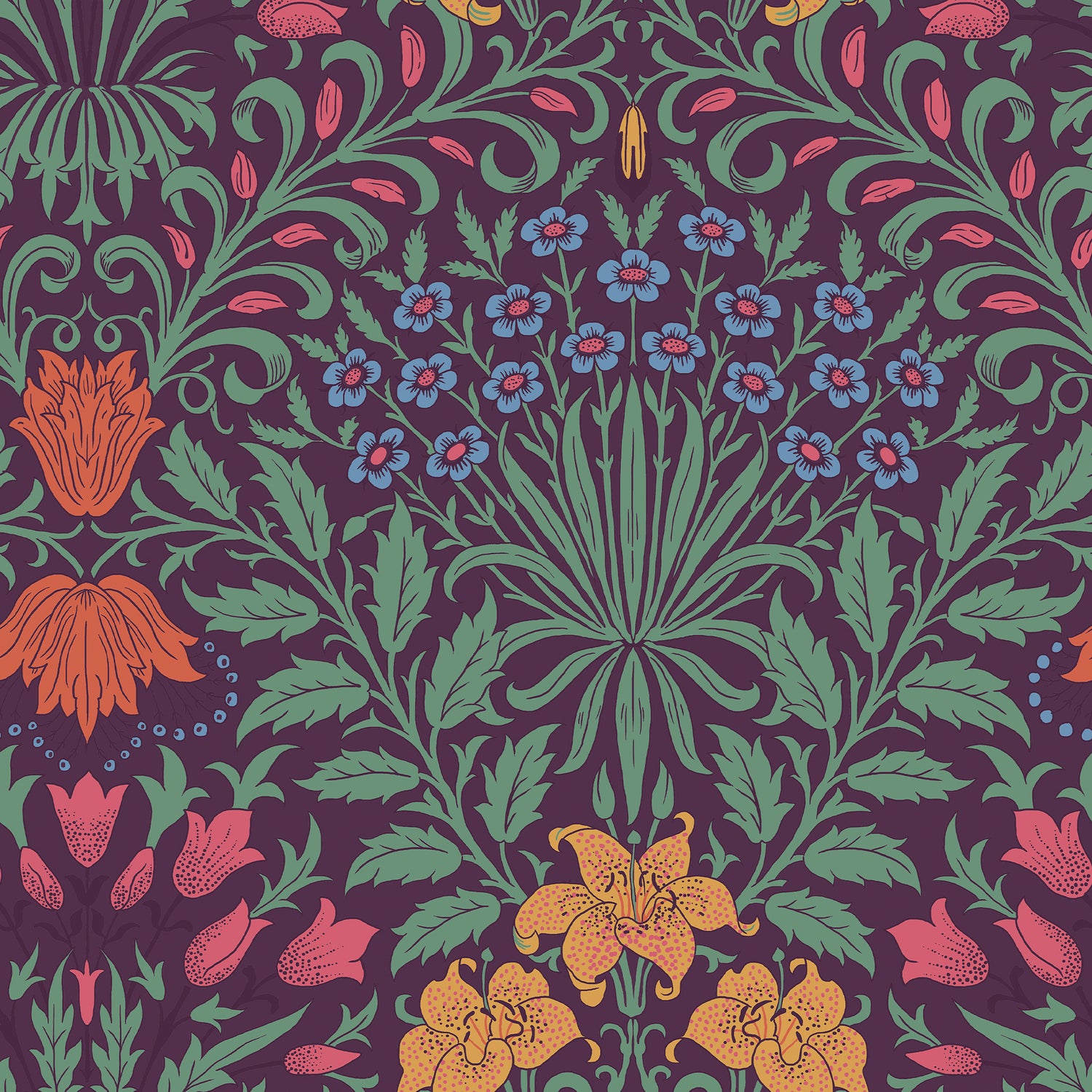Garden wallpaper in dewberry color - pattern number 140498 - by Graham and Brown in the William Morris At Home SS25 collection