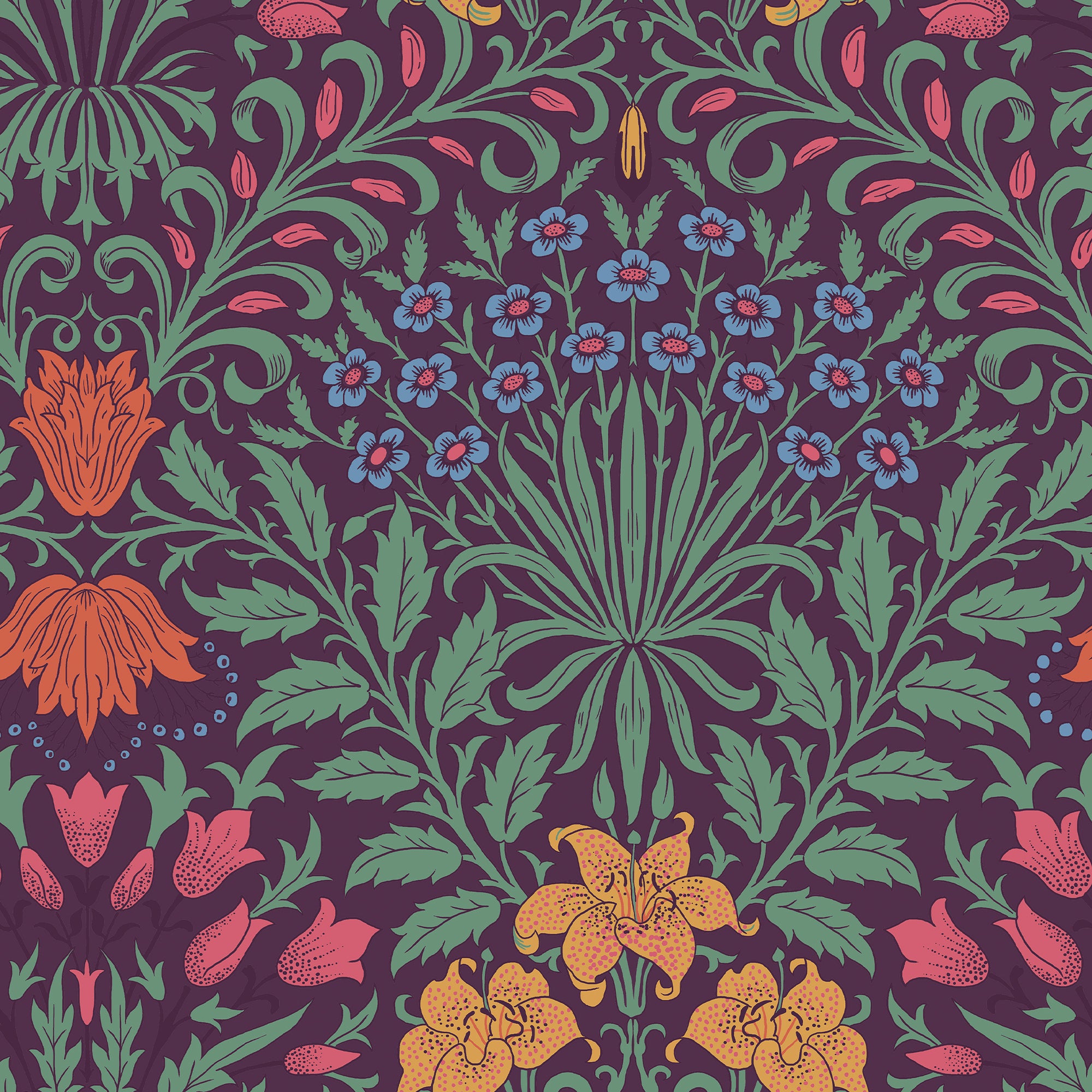 Garden wallpaper in dewberry color - pattern number 140498 - by Graham and Brown in the William Morris At Home SS25 collection