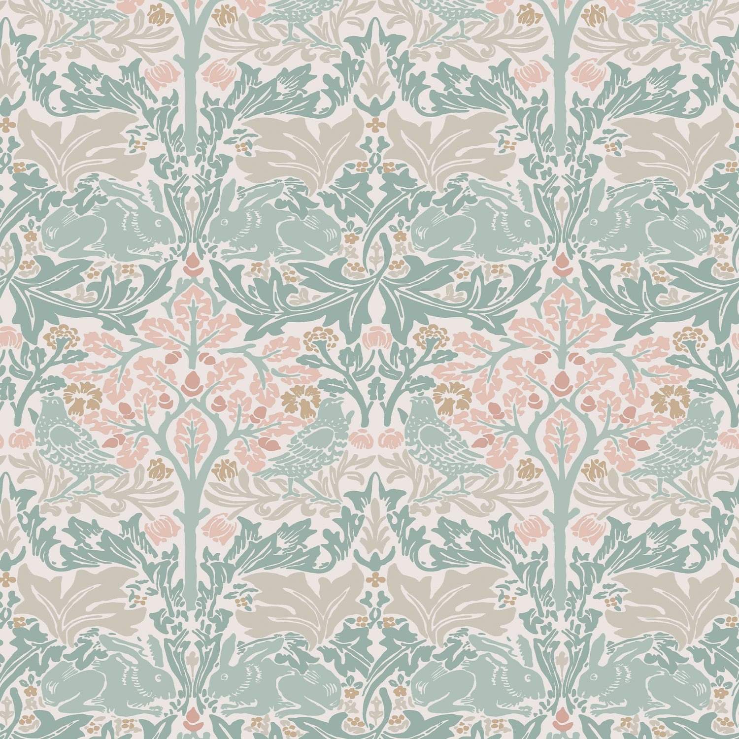 Brother Rabbit wallpaper in lullaby blues color - pattern number 140499 - by Graham and Brown in the William Morris At Home SS25 collection