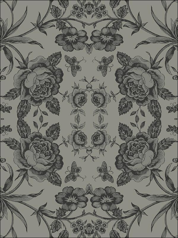 Rose Kaleidoscope wallpaper in 21600 color - pattern number BW21600 - by Paper and Ink in the Black and White Paper and Ink collection