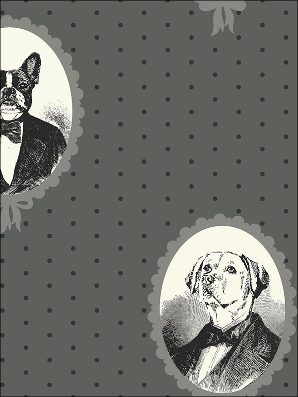 Dog Portrait Cameos wallpaper in 21800 color - pattern number BW21800 - by Paper and Ink in the Black and White Paper and Ink collection