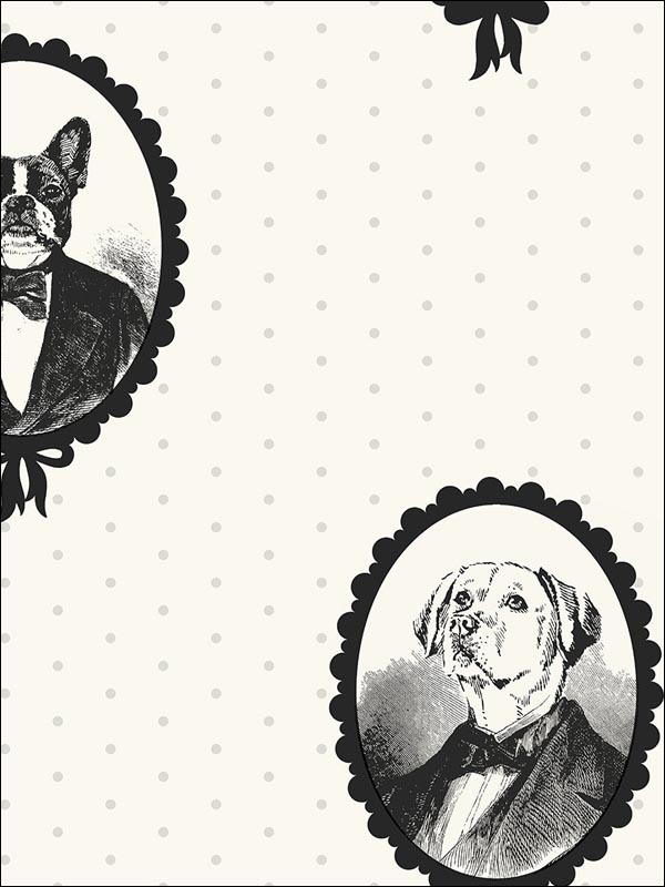 Dog Portrait Cameos wallpaper in 21810 color - pattern number BW21810 - by Paper and Ink in the Black and White Paper and Ink collection