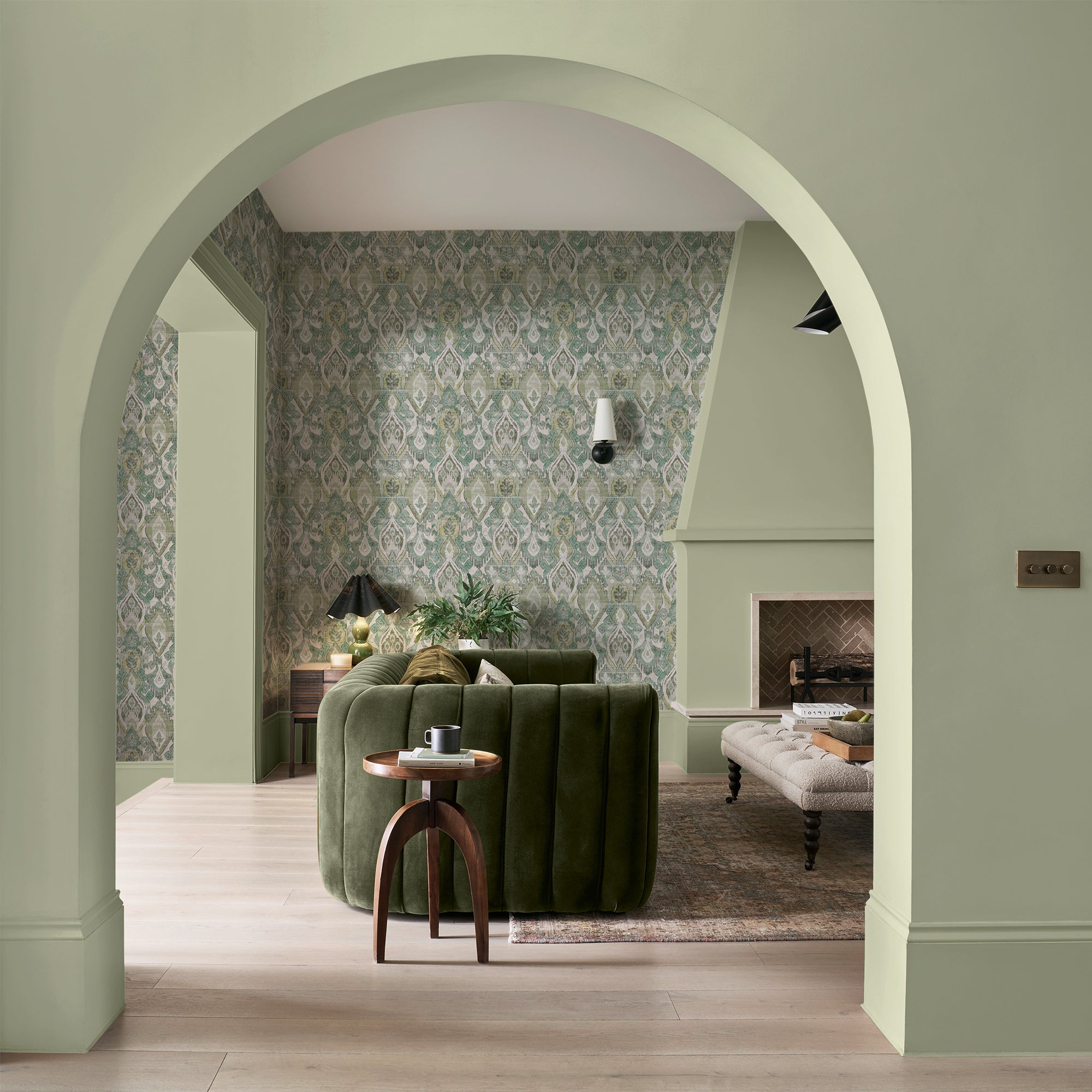 Daraee Tapestry Wallpaper in green color - pattern number 142304 - by Graham and Brown in the 2025 Exclusives collection