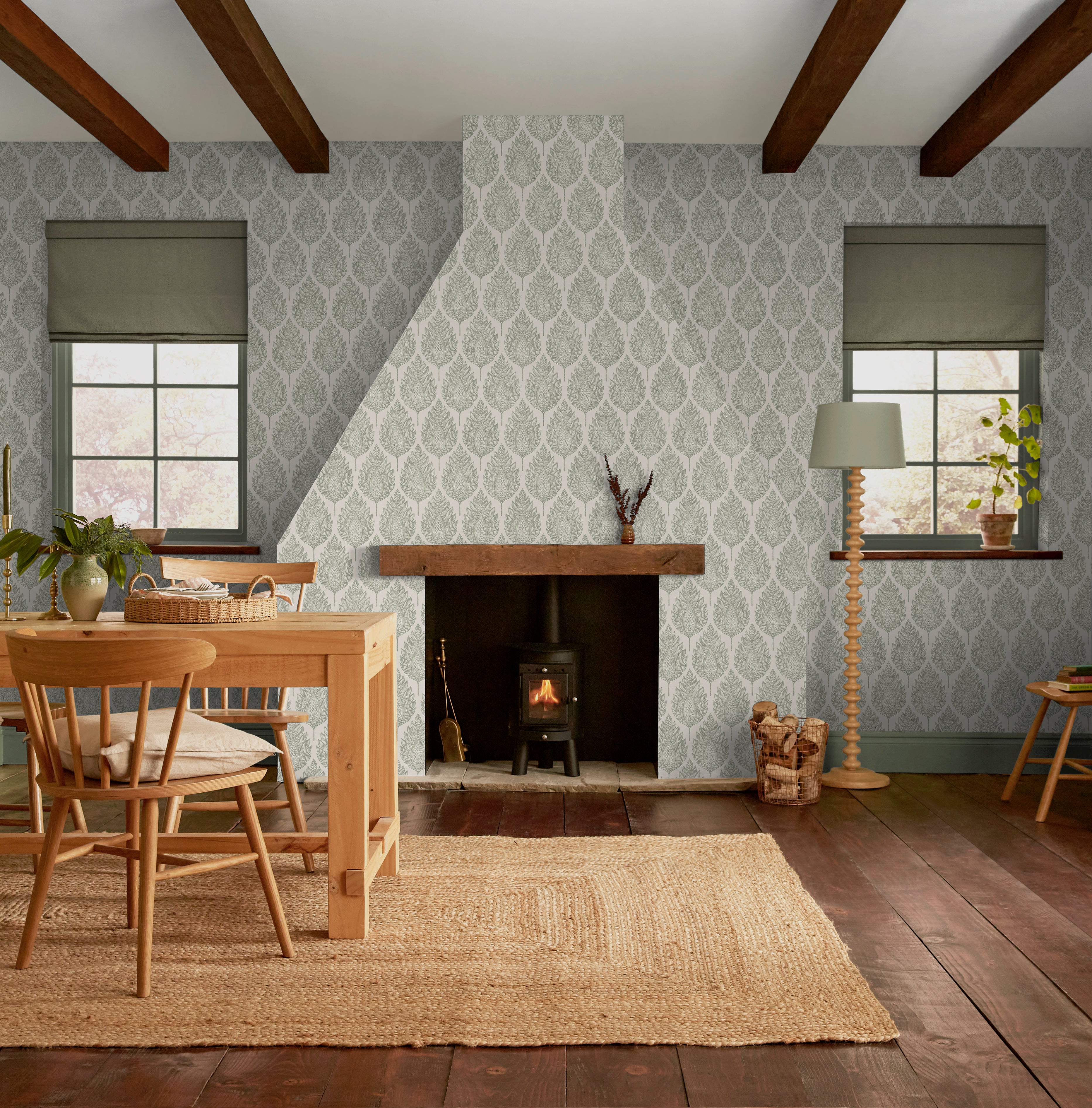 Flame Leaf Wallpaper in neutral color - pattern number 142307 - by Graham and Brown in the 2025 Exclusives collection