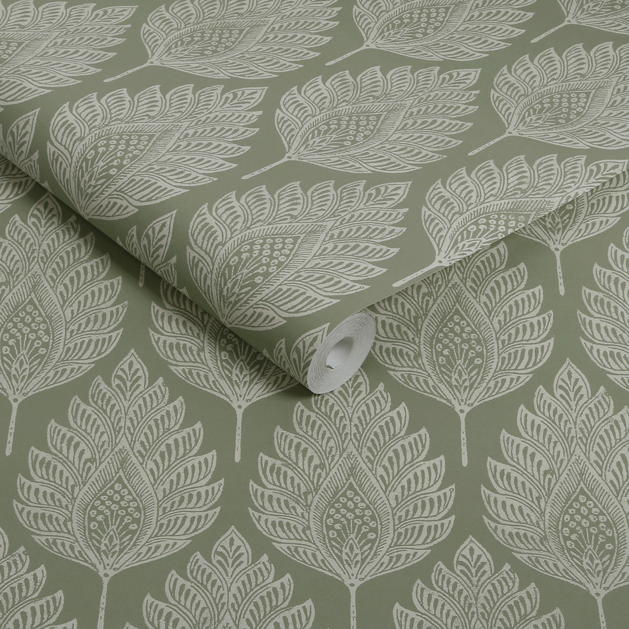 Flame Leaf Wallpaper in sage color - pattern number 142308 - by Graham and Brown in the 2025 Exclusives collection