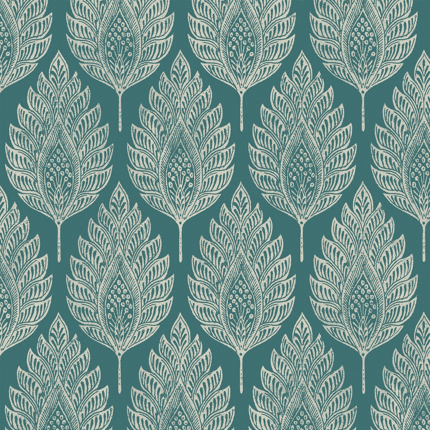 Flame Leaf Wallpaper in teal color - pattern number 142309 - by Graham and Brown in the 2025 Exclusives collection
