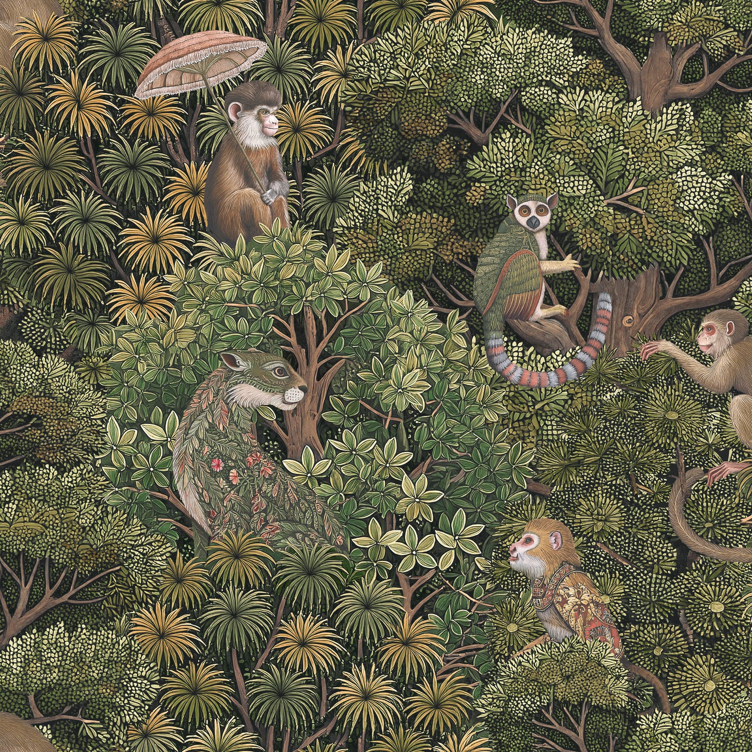 Treetop Troop Wallpaper in green color - pattern number 142310 - by Graham and Brown in the 2025 Exclusives collection
