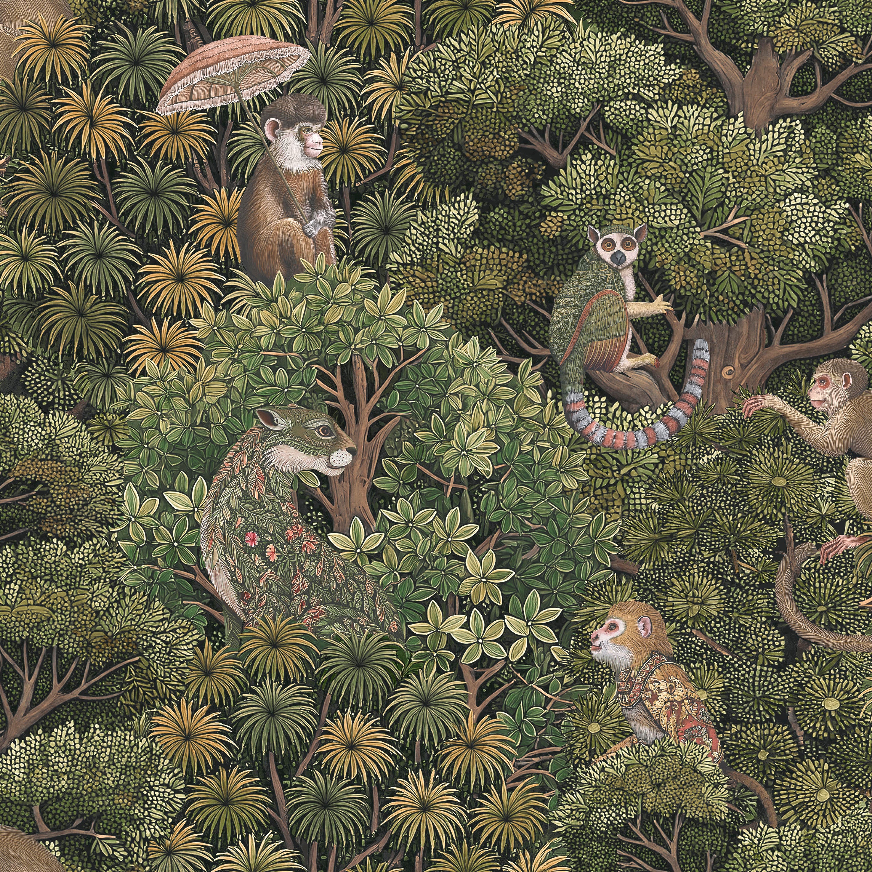 Treetop Troop Wallpaper in green color - pattern number 142310 - by Graham and Brown in the 2025 Exclusives collection