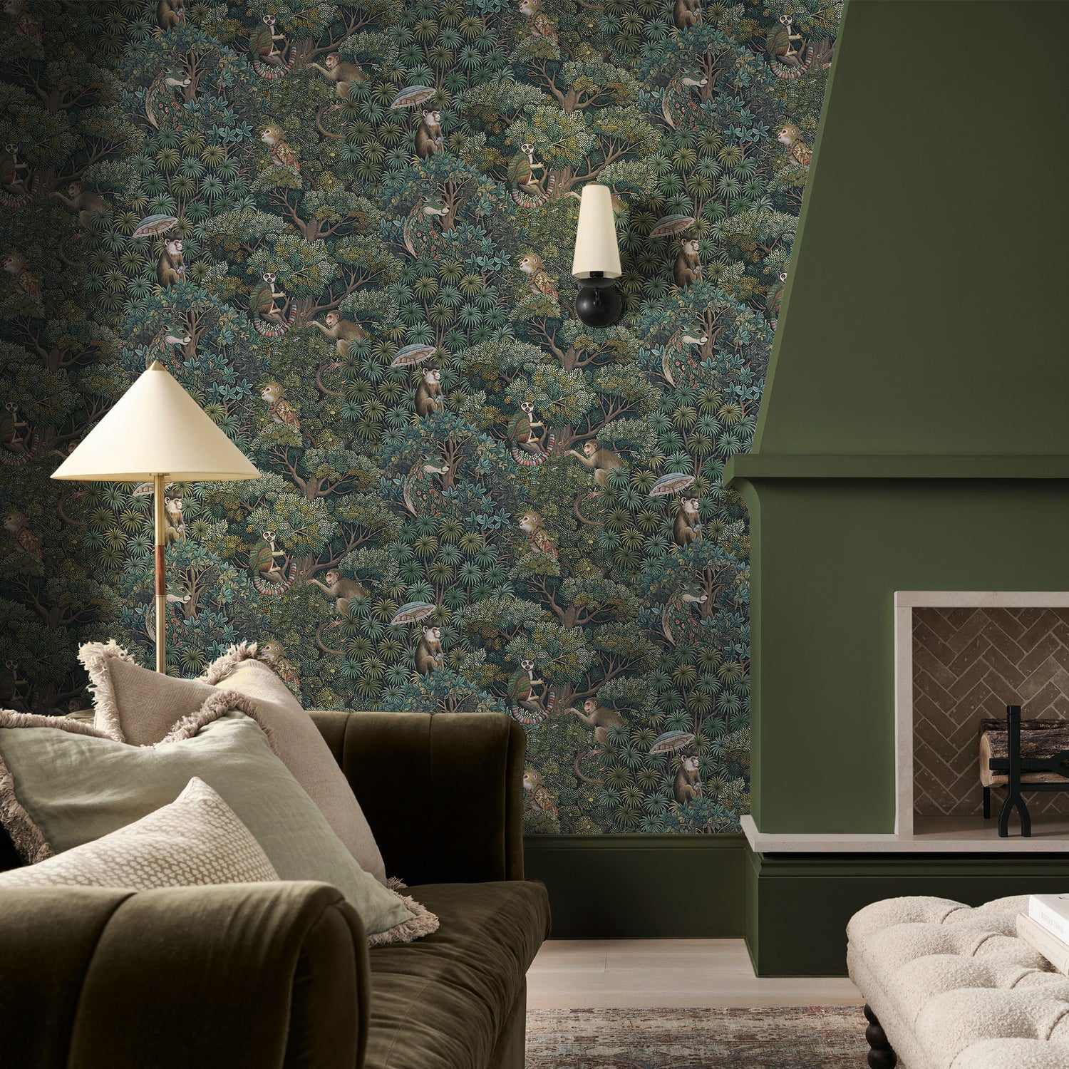 Treetop Troop Wallpaper in emerald color - pattern number 142311 - by Graham and Brown in the 2025 Exclusives collection