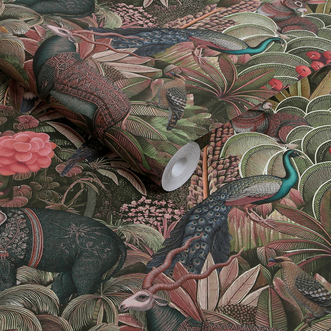 Jungle Jamboree Wallpaper in damson color - pattern number 142314 - by Graham and Brown in the 2025 Exclusives collection
