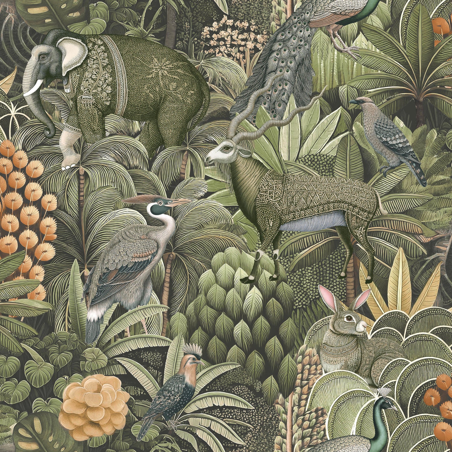 Jungle Jamboree Wallpaper in sage color - pattern number 142316 - by Graham and Brown in the 2025 Exclusives collection
