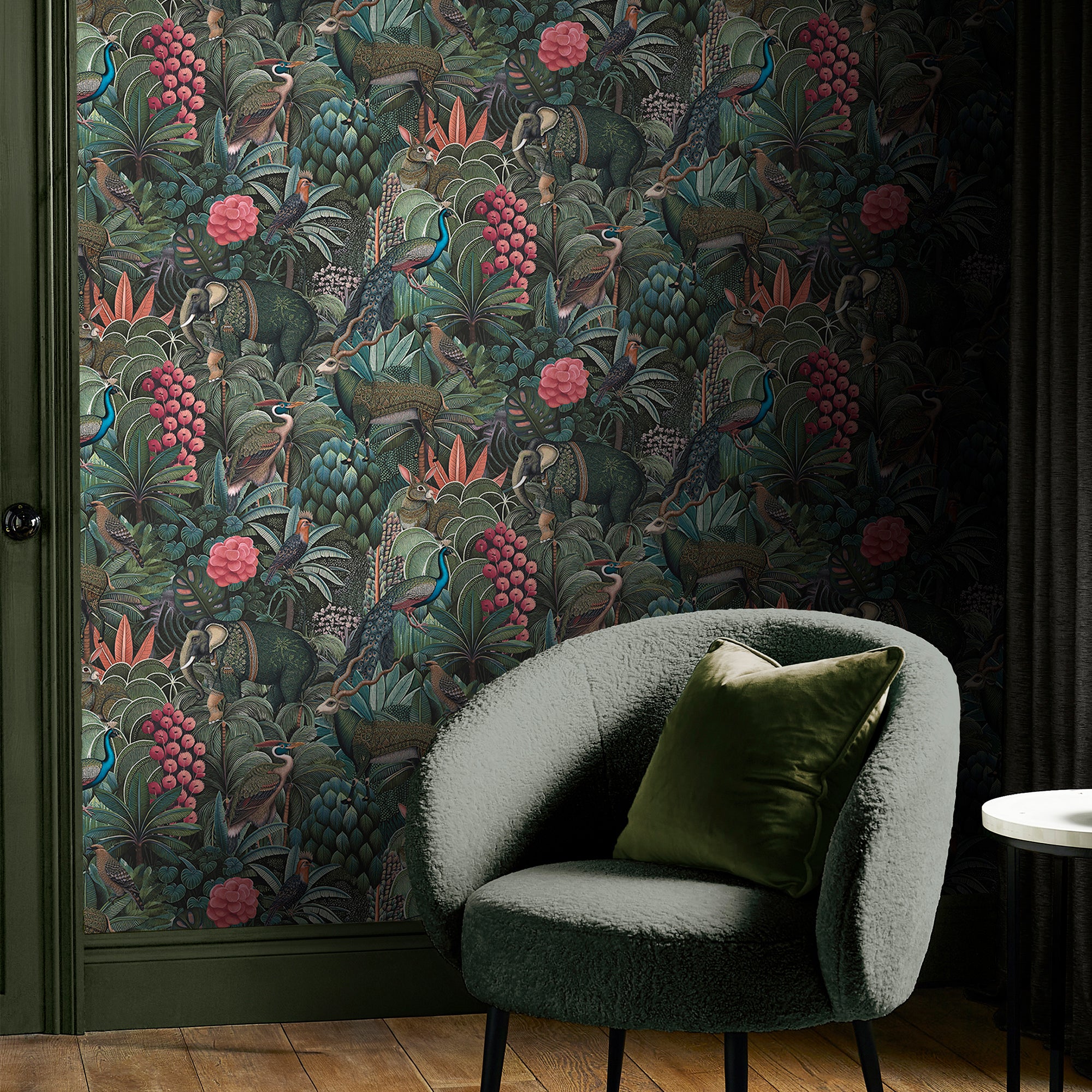 Jungle Jamboree Wallpaper in green color - pattern number 142317 - by Graham and Brown in the 2025 Exclusives collection