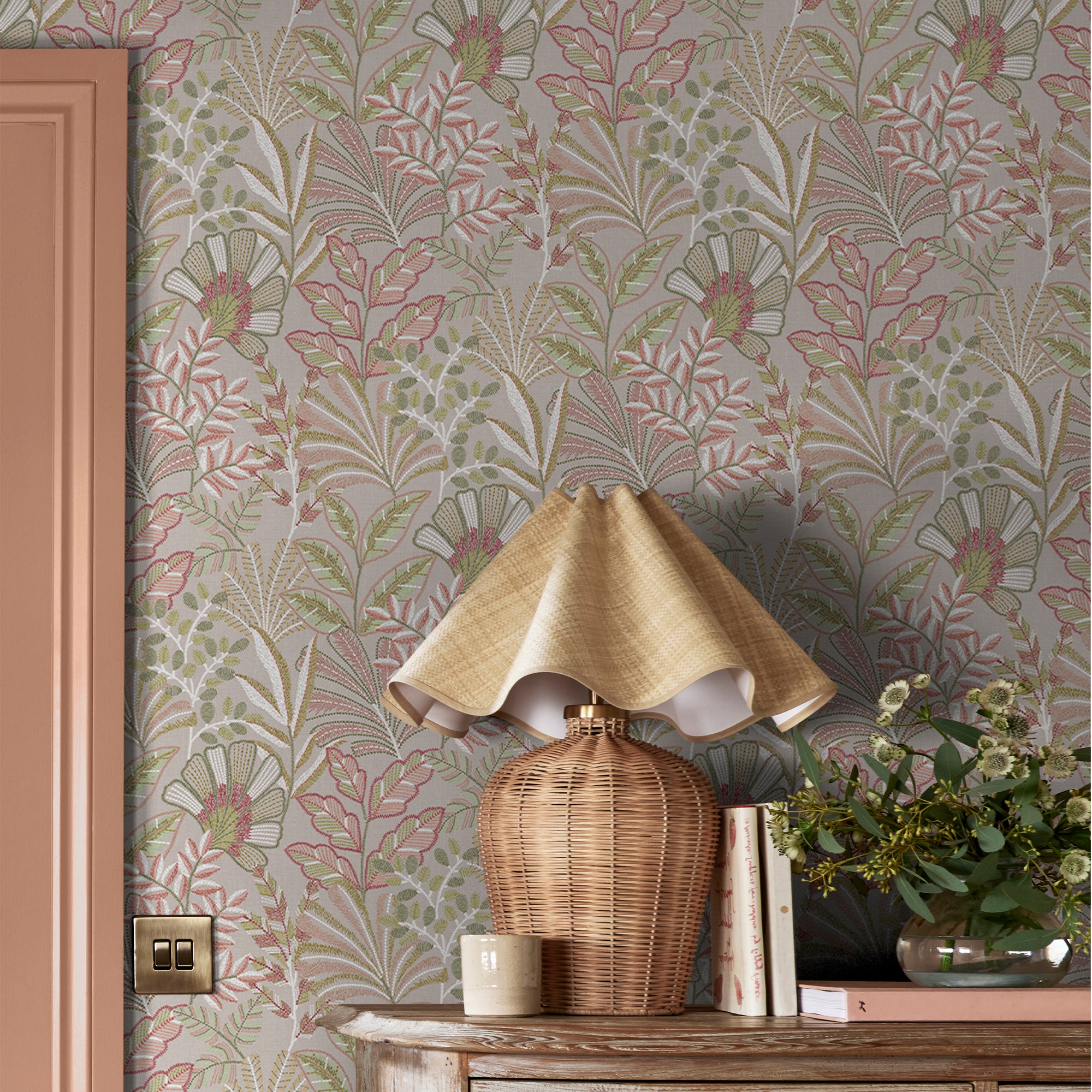 Vendura Weave Wallpaper in pink color - pattern number 142323 - by Graham and Brown in the 2025 Exclusives collection