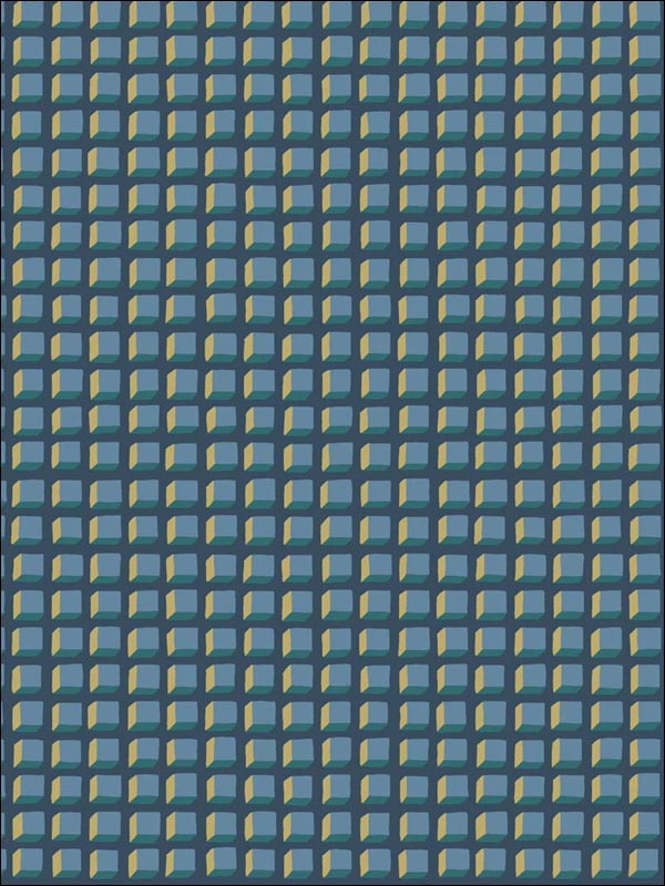 Mosaic wallpaper in blue and gold color - pattern number 105/3016.CS.0 - by Cole and Son in the Geometric II collection