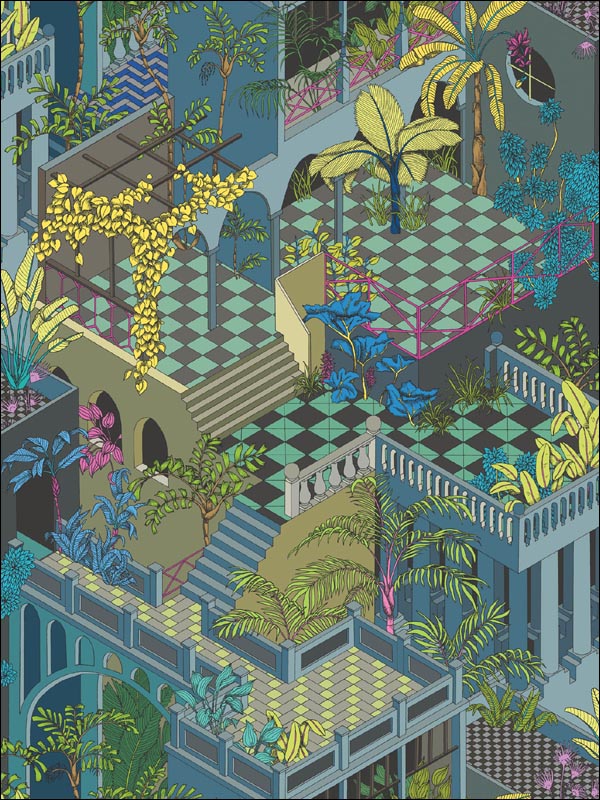 Miami wallpaper in navy and pink color - pattern number 105/4018.CS.0 - by Cole and Son in the Geometric II collection