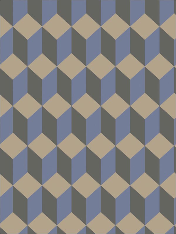 Delano fabric in blue and black color - pattern number 105/7034.CS.0 - by Cole and Son in the Geometric II collection