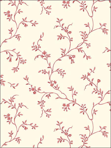 Floral Allisons Trail wallpaper in reds color - pattern number AB27625 - by Patton Norwall in the Pretty Prints 4 collection