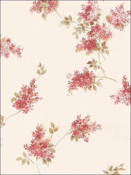 Floral Lilac Sprigs wallpaper in reds color - pattern number FK26935 - by Patton Norwall in the Pretty Prints 4 collection