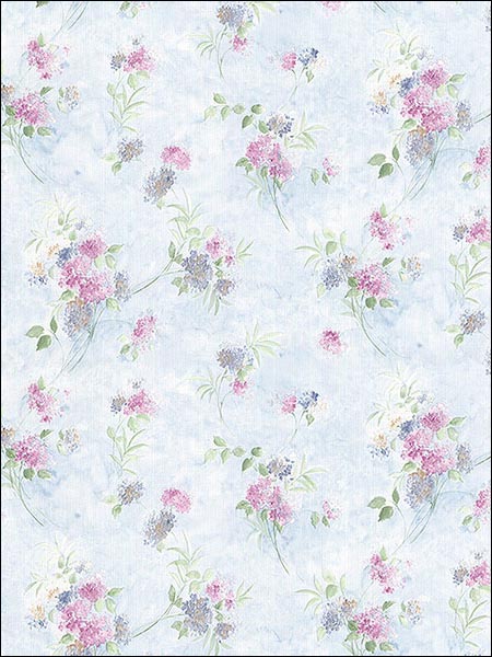 Floral Mini Spring Time Trail wallpaper in blues color - pattern number PP23716 - by Patton Norwall in the Pretty Prints 4 collection