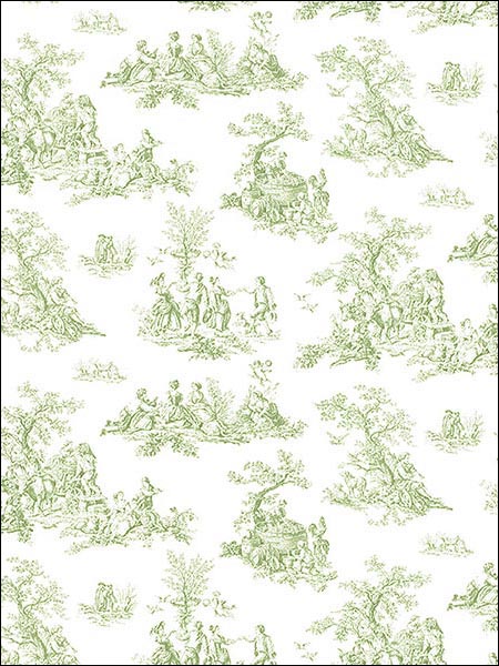 Small Toile wallpaper in greens color - pattern number PP27800 - by Patton Norwall in the Pretty Prints 4 collection