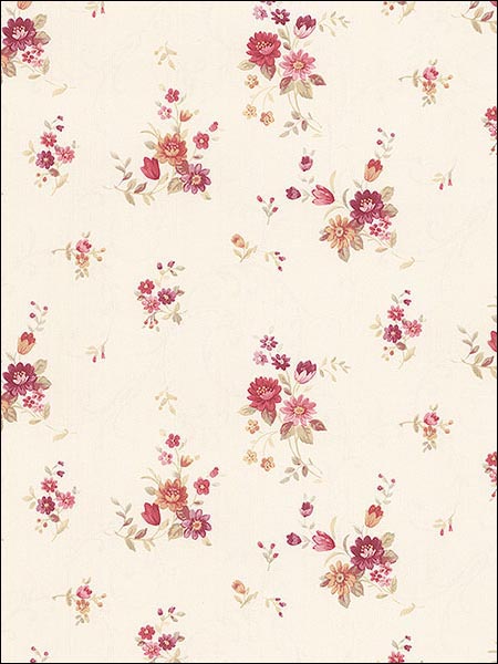 Floral Rhiannon Trail wallpaper in pinks color - pattern number PP27808 - by Patton Norwall in the Pretty Prints 4 collection