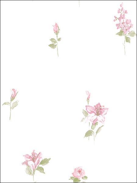 Floral Red Rose Spot wallpaper in pinks color - pattern number PP35522 - by Patton Norwall in the Pretty Prints 4 collection