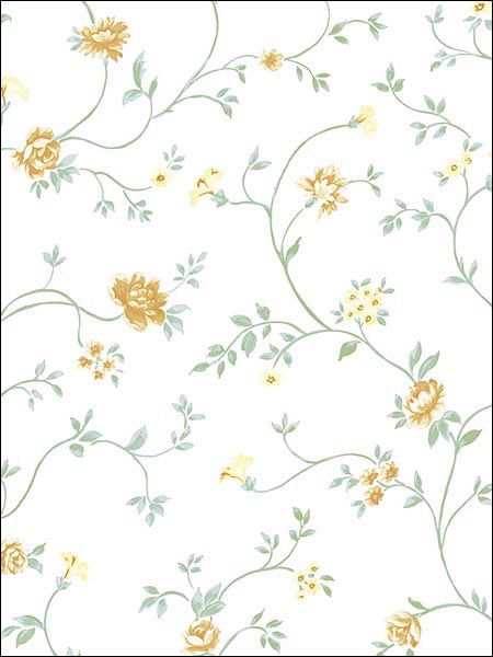 Floral Royal Trail wallpaper in greens color - pattern number PP35525 - by Patton Norwall in the Pretty Prints 4 collection