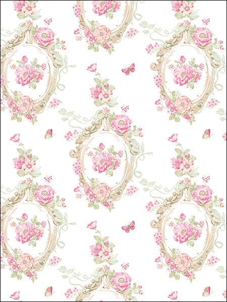 Traditional Cameo wallpaper in pinks color - pattern number PP35535 - by Patton Norwall in the Pretty Prints 4 collection