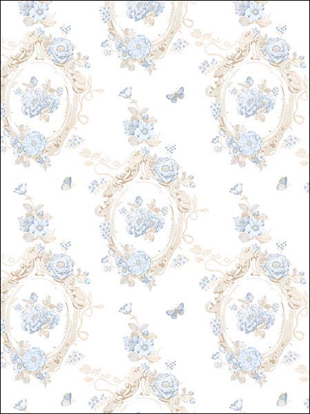 Traditional Cameo wallpaper in blues color - pattern number PP35536 - by Patton Norwall in the Pretty Prints 4 collection