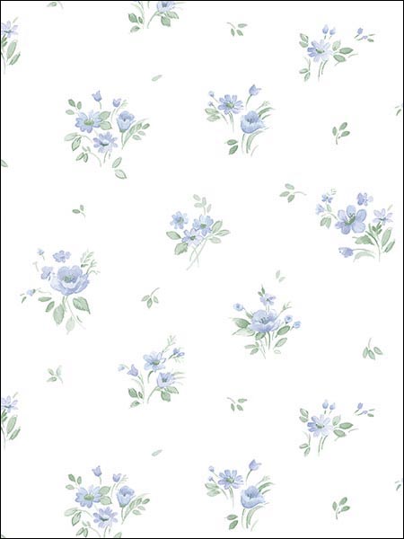 Rainbow Floral wallpaper in blues color - pattern number PP35542 - by Patton Norwall in the Pretty Prints 4 collection