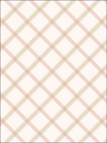 Kitchen Pretty Plaid wallpaper in greens pinks color - pattern number PP35544 - by Patton Norwall in the Pretty Prints 4 collection