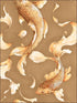 Koi Fish fabric in metallic gold and toffee color - pattern number AI40605 - by Seabrook in the Koi collection