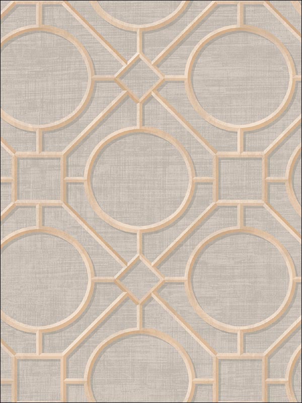 Silk Road Trellis wallpaper in metallic gold and gray color - pattern number AI42401 - by Seabrook in the Koi collection