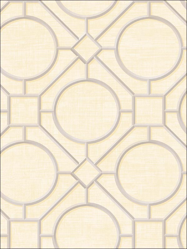 Silk Road Trellis wallpaper in metallic silver and linen color - pattern number AI42403 - by Seabrook in the Koi collection