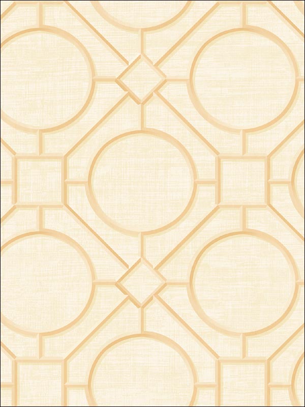 Silk Road Trellis wallpaper in metallic gold and linen color - pattern number AI42404 - by Seabrook in the Koi collection
