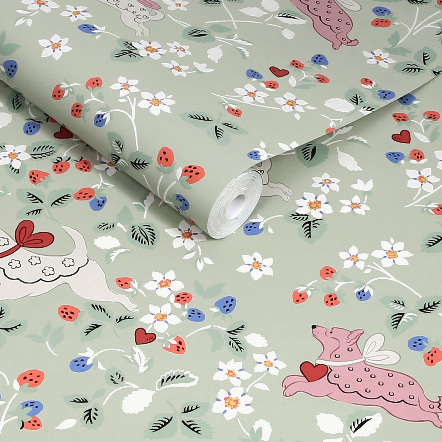 Puppy Dream Floral Wallpaper in green color - pattern number 145325 - by Cath Kidston in the Cath Kidston SS26 collection