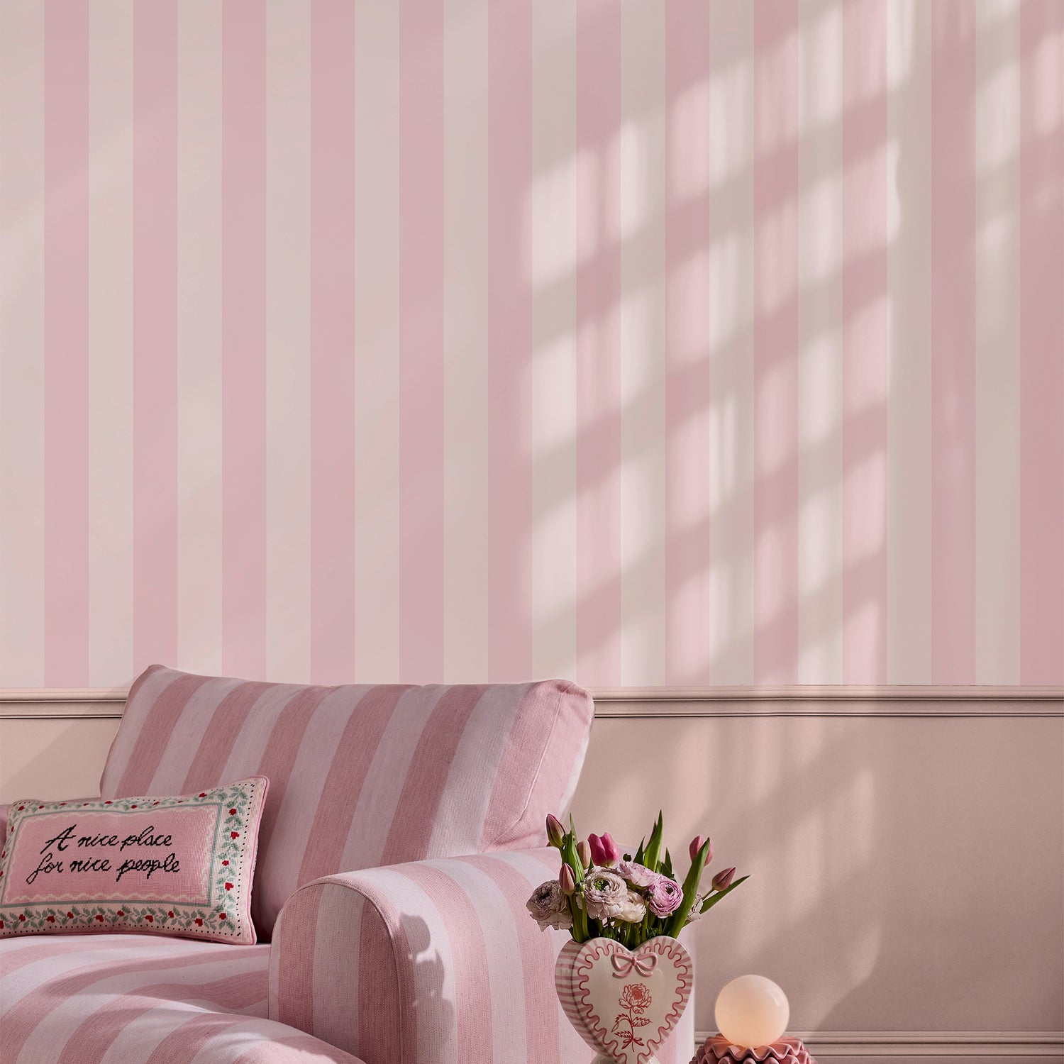 Canopy Stripe Wallpaper in pink color - pattern number 145327 - by Cath Kidston in the Cath Kidston SS26 collection