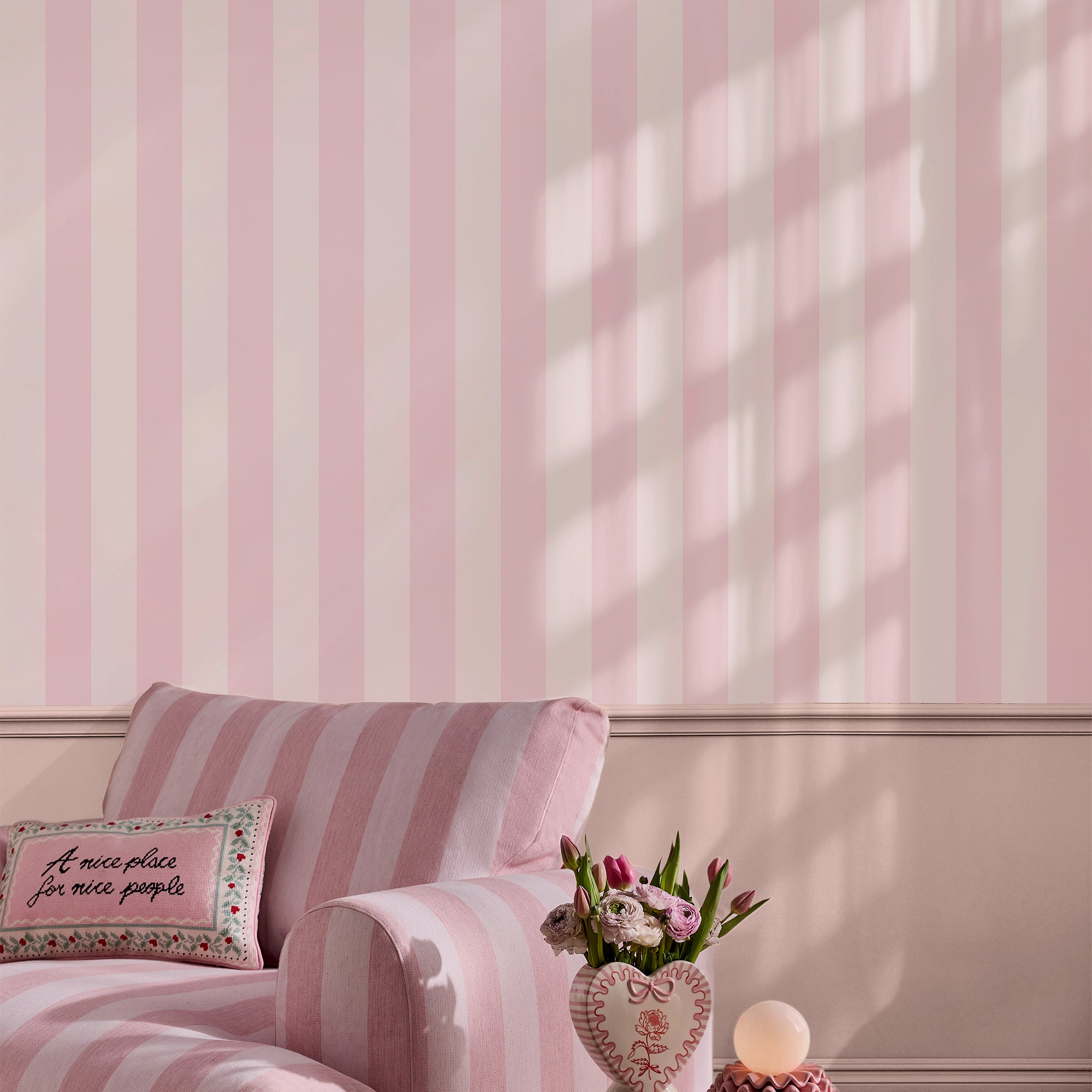 Canopy Stripe Wallpaper in pink color - pattern number 145327 - by Cath Kidston in the Cath Kidston SS26 collection
