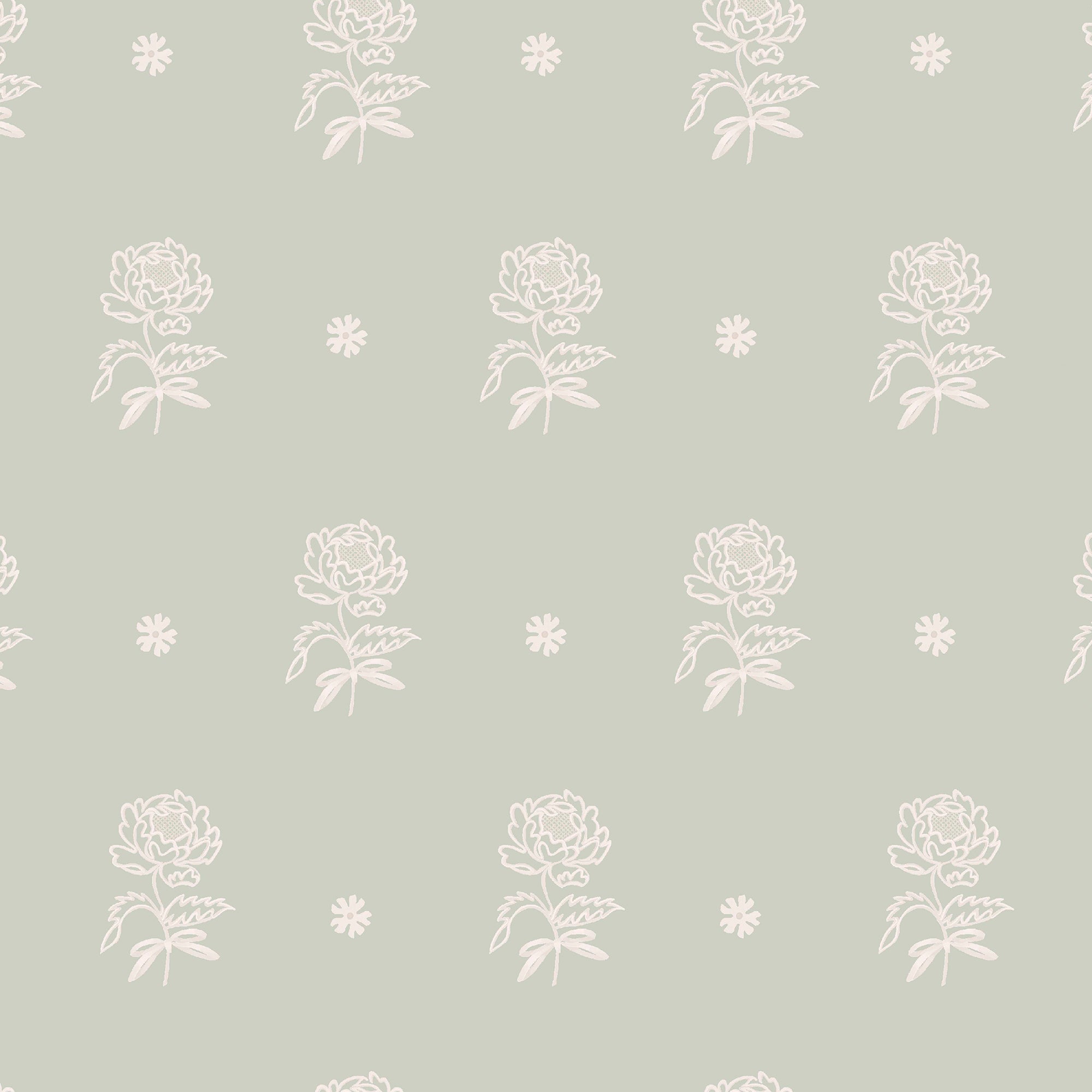 Spitalfield Bunches Wallpaper in green color - pattern number 145330 - by Cath Kidston in the Cath Kidston SS26 collection