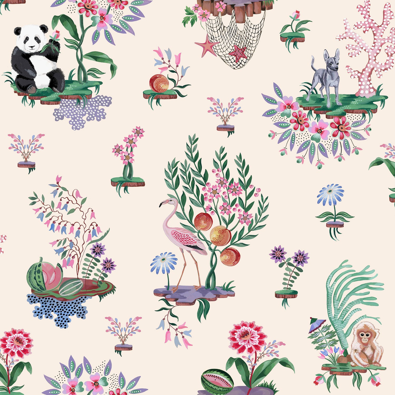 Chihuahua Island Wallpaper in cream color - pattern number 145331 - by Cath Kidston in the Cath Kidston SS26 collection