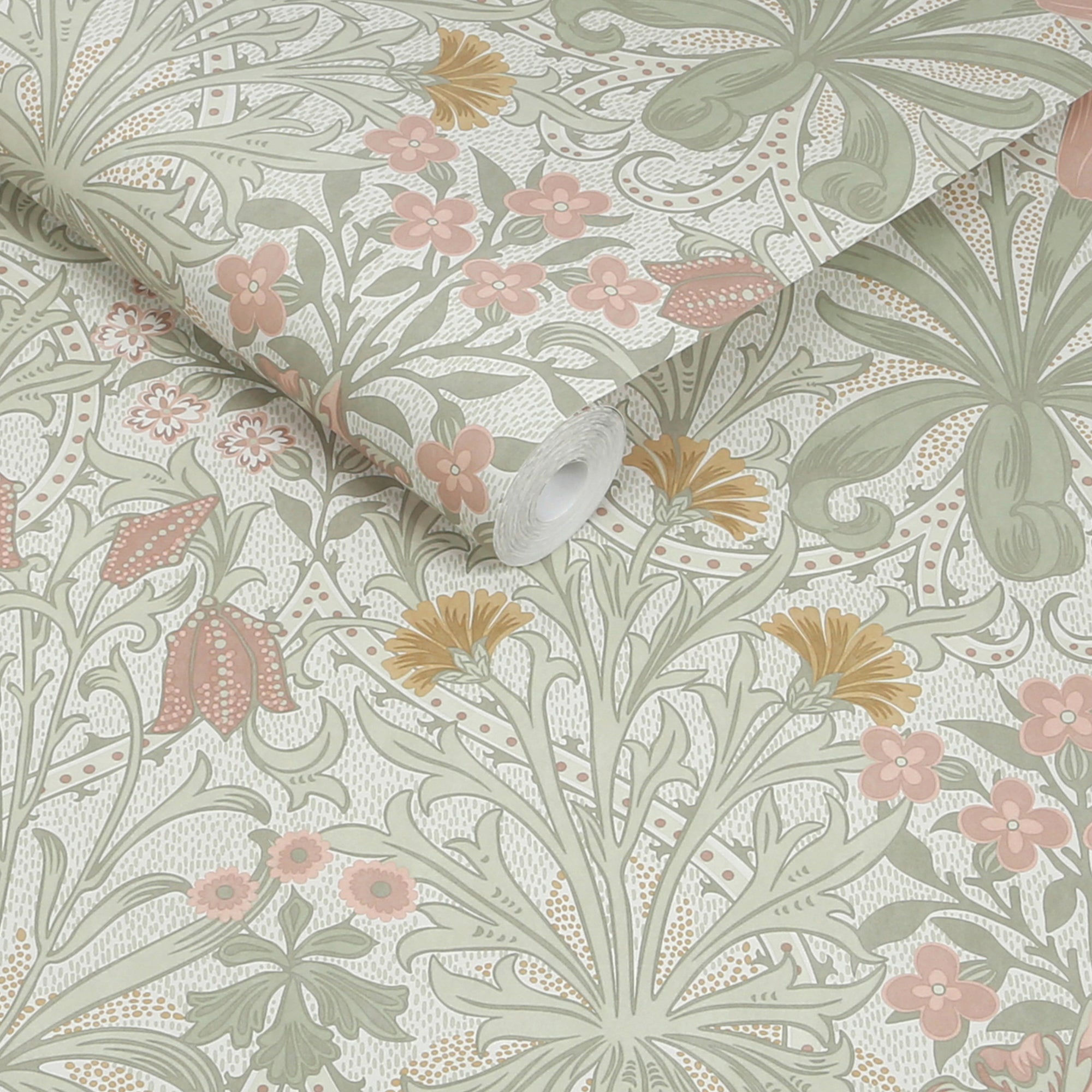 Woodland Weeds Wallpaper in peony &amp; sage color - pattern number 145676 - by William Morris in the William Morris at Home SS26 collection