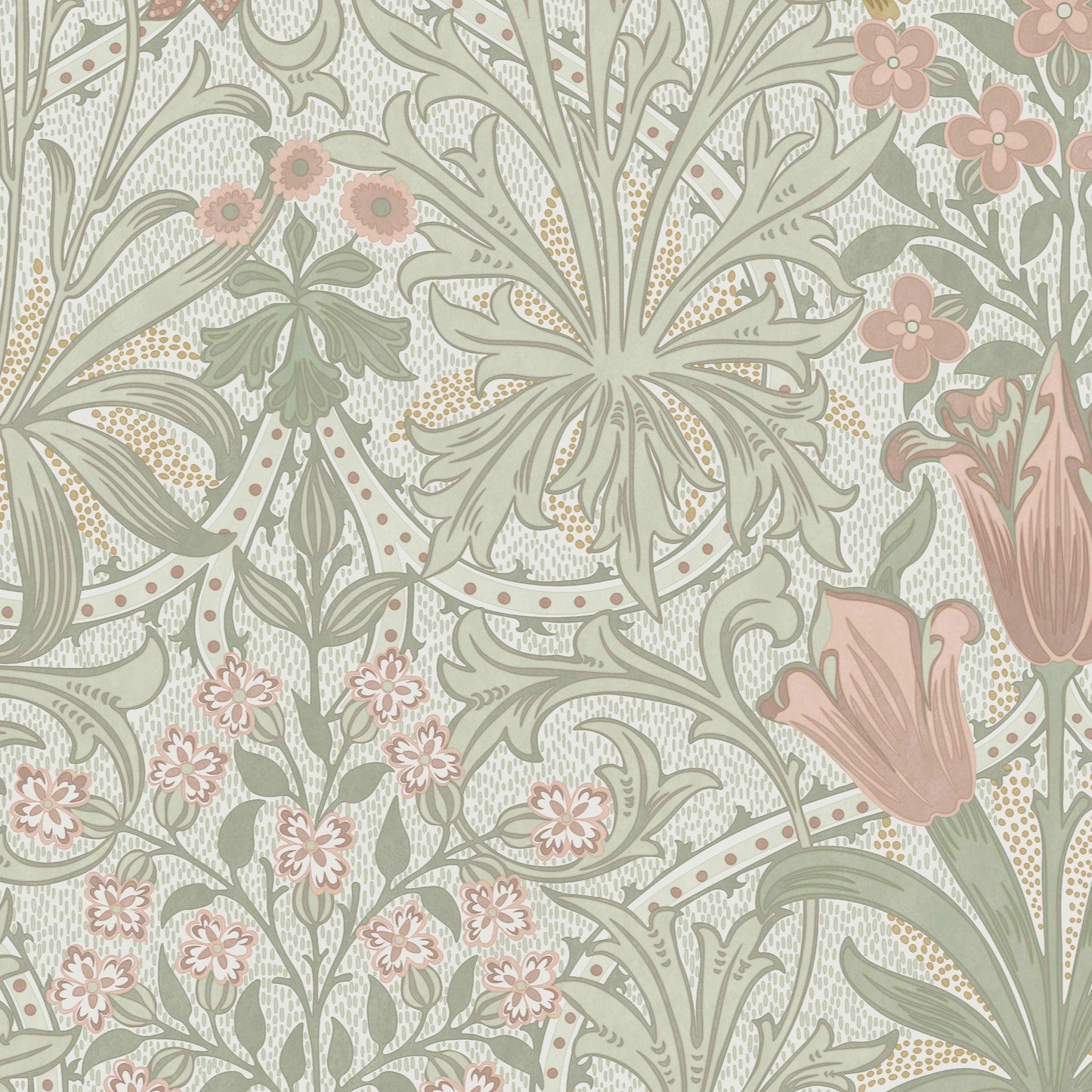 Woodland Weeds Wallpaper in peony &amp; sage color - pattern number 145676 - by William Morris in the William Morris at Home SS26 collection