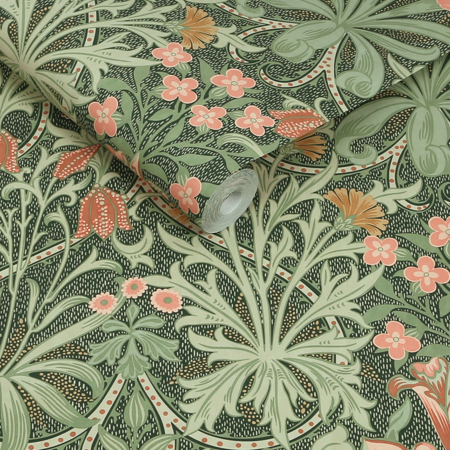 Woodland Weeds Wallpaper in forest color - pattern number 145677 - by William Morris in the William Morris at Home SS26 collection