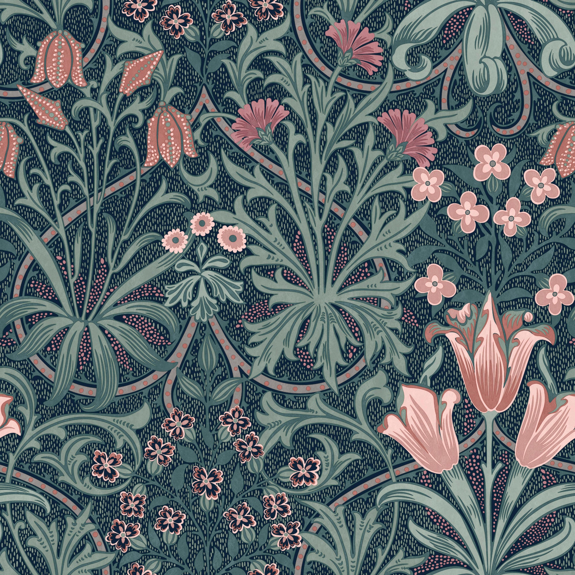 Woodland Weeds Wallpaper in midnight color - pattern number 145678 - by William Morris in the William Morris at Home SS26 collection