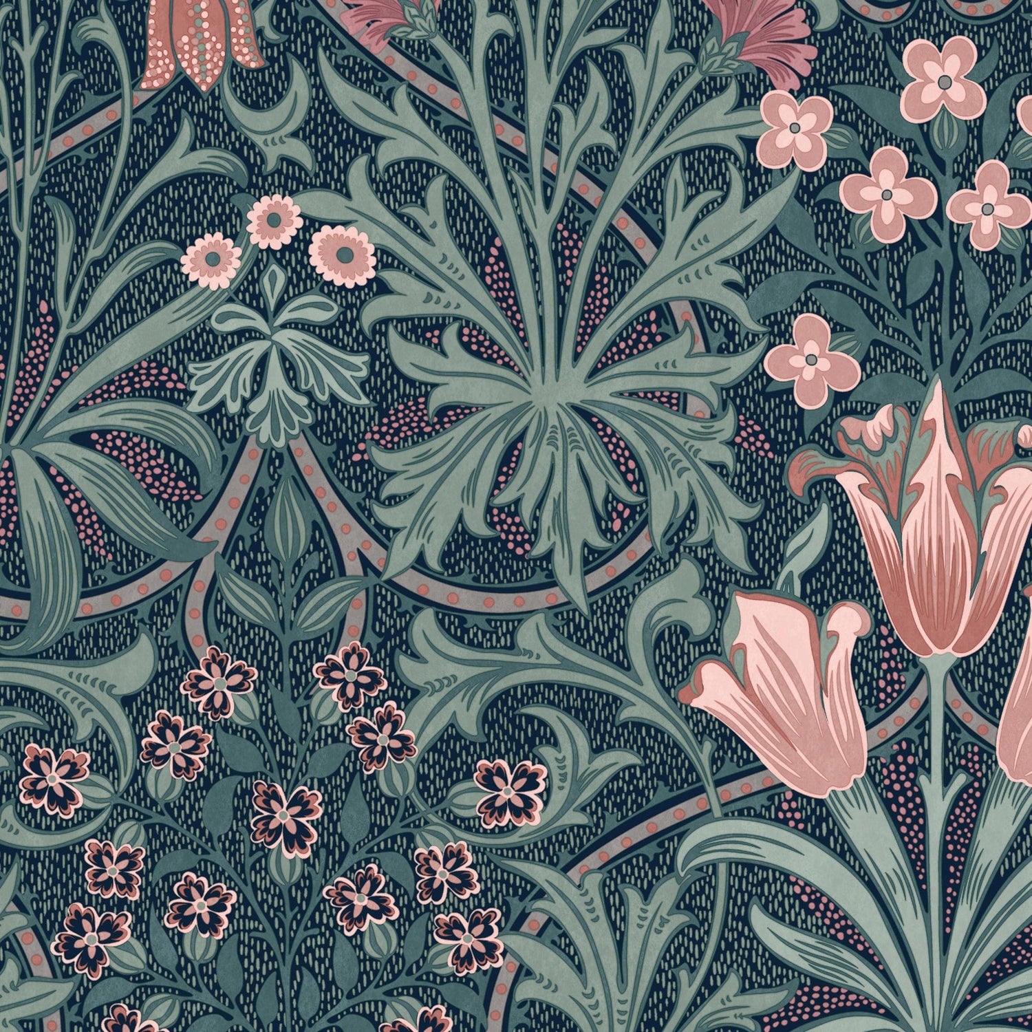 Woodland Weeds Wallpaper in midnight color - pattern number 145678 - by William Morris in the William Morris at Home SS26 collection