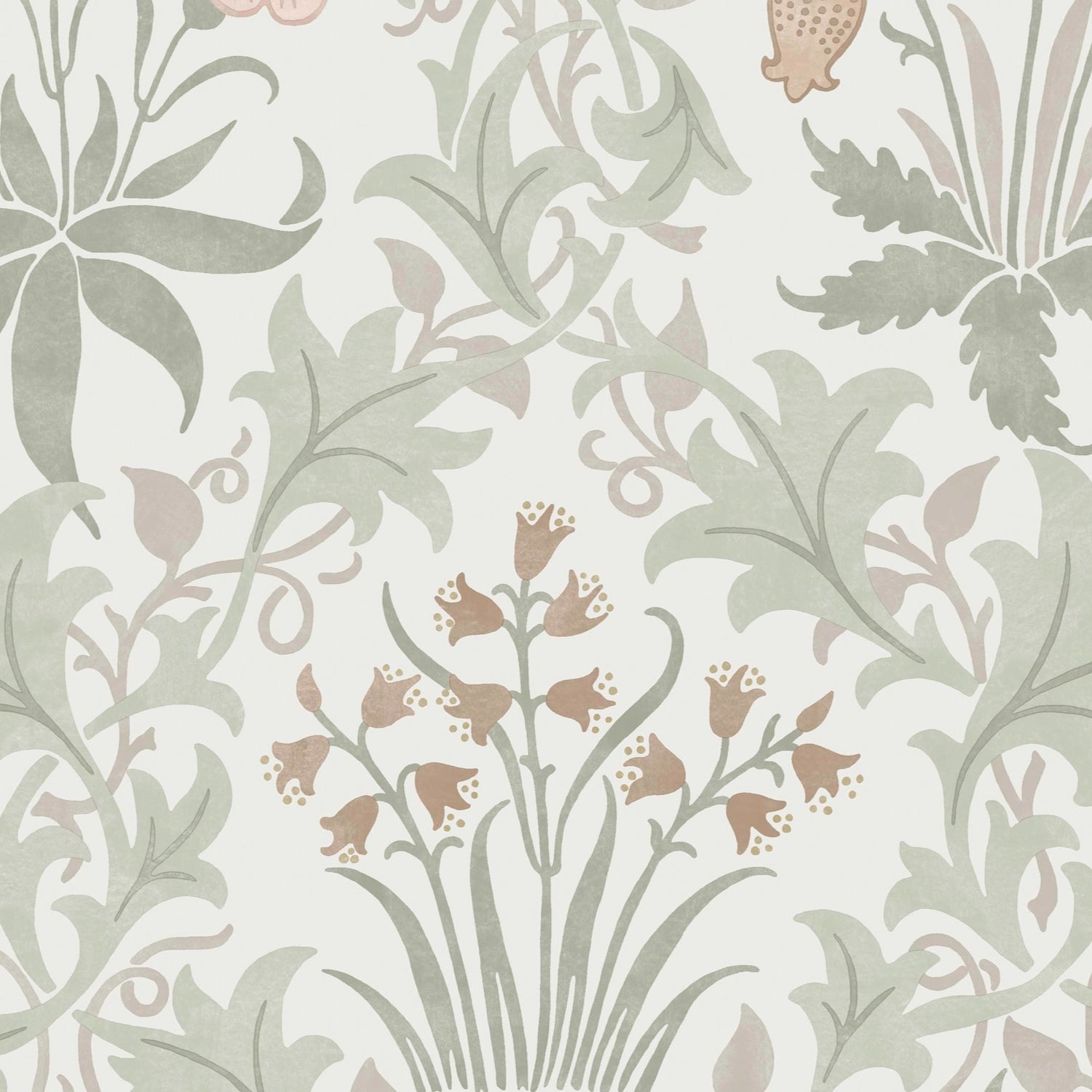 Celandine Wallpaper in spring peony &amp; sage color - pattern number 145679 - by William Morris in the William Morris at Home SS26 collection