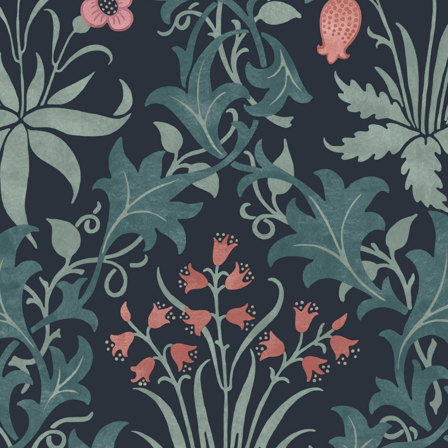 Celandine Wallpaper in midnight color - pattern number 145681 - by William Morris in the William Morris at Home SS26 collection