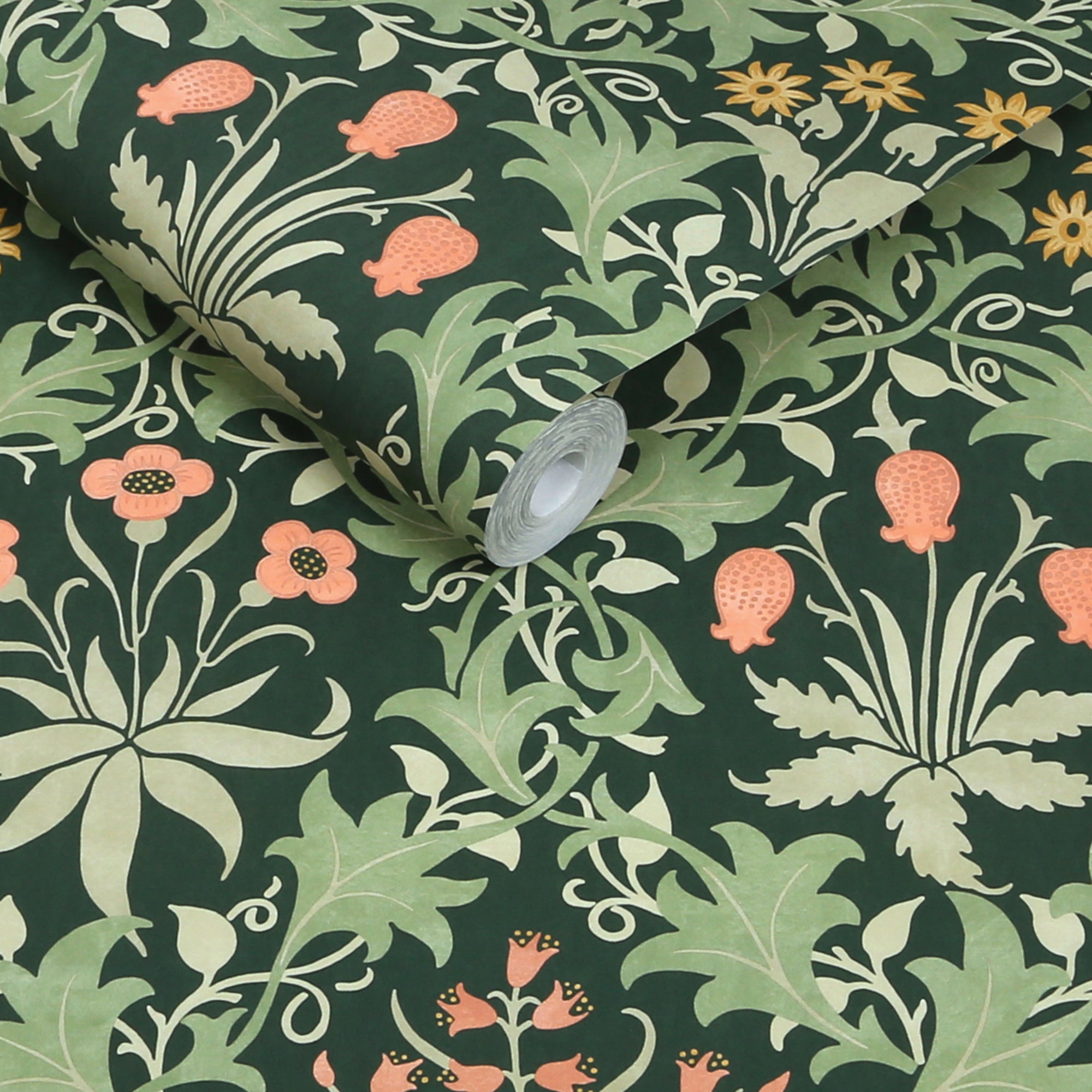 Celandine Wallpaper in forest color - pattern number 145682 - by William Morris in the William Morris at Home SS26 collection
