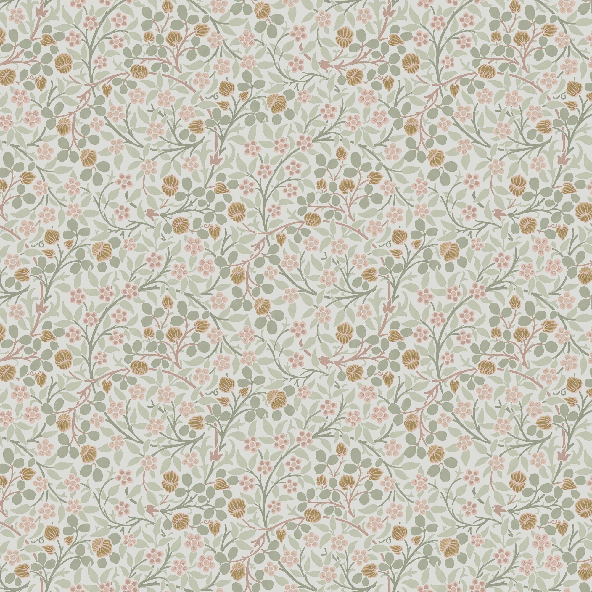 Clover Wallpaper in spring peony &amp; sage color - pattern number 145684 - by William Morris in the William Morris at Home SS26 collection
